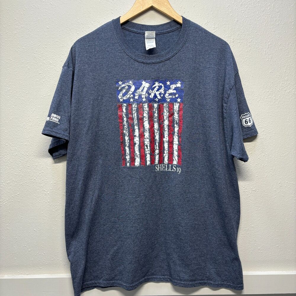 Vtg D.A.R.E. American Flag Blue T-Shirt Men's Sz XL